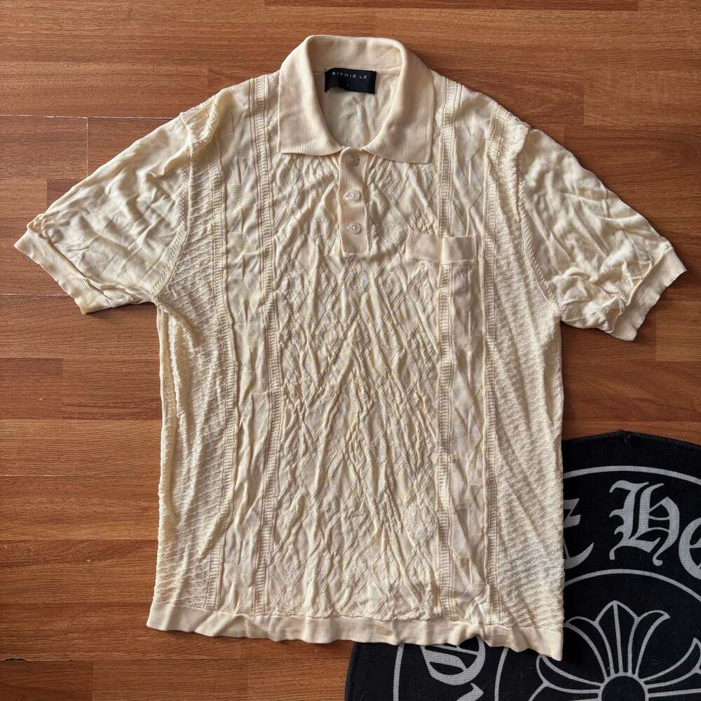 Richie Le Collection Textured Knit Polo Shirt